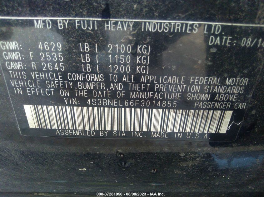 2015 SUBARU LEGACY 3.6R LIMITED - 4S3BNEL66F3014855