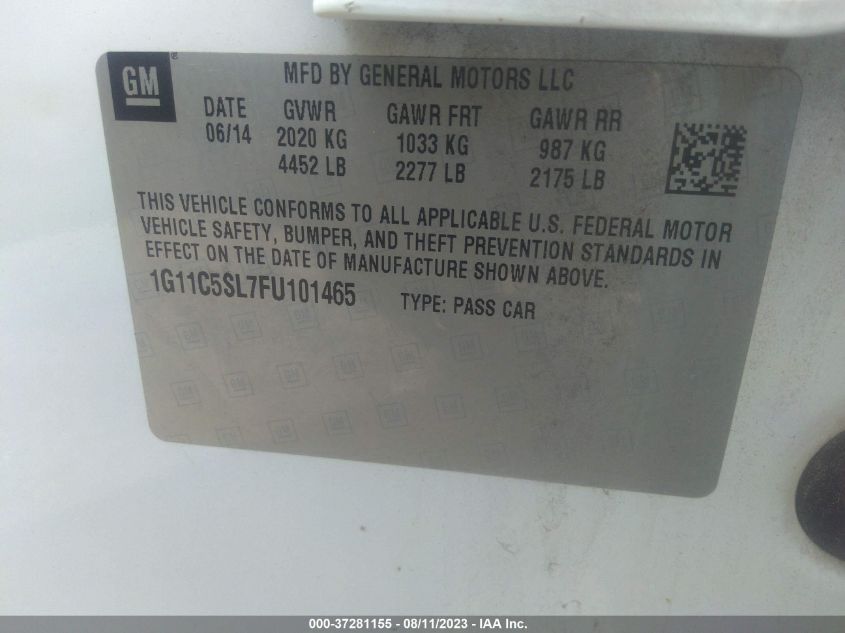 2015 CHEVROLET MALIBU LT - 1G11C5SL7FU101465