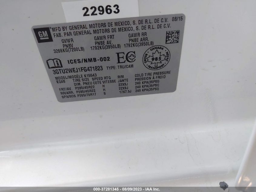2015 GMC SIERRA 1500 DENALI - 3GTU2WEJ1FG471823