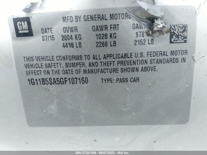 2016 CHEVROLET MALIBU LIMITED LS - 1G11B5SA5GF107160