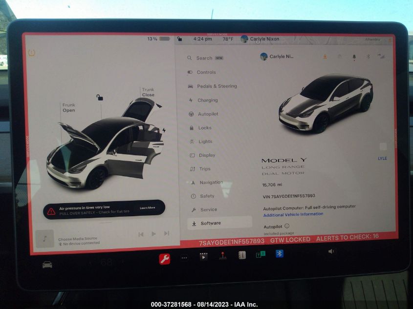 2022 TESLA MODEL Y LONG RANGE - 7SAYGDEE1NF557893