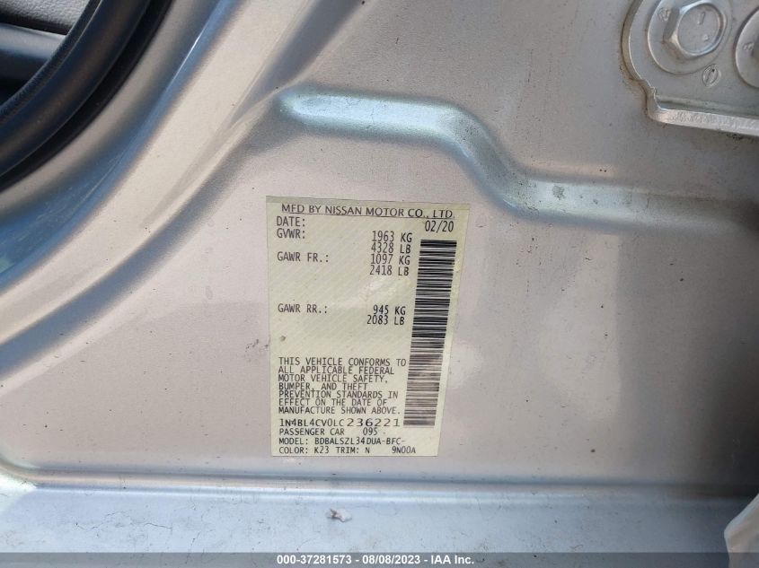 2020 NISSAN ALTIMA 2.5 SR - 1N4BL4CV0LC236221