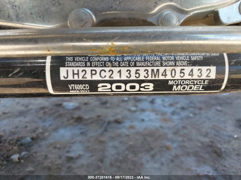 2003 HONDA VT600 CD JH2PC21353M405432