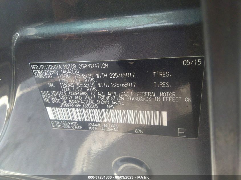 2015 TOYOTA RAV4 LE - JTMBFREV8FJ030365