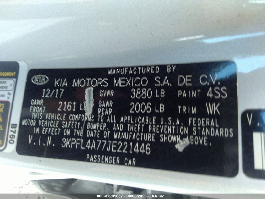 2018 KIA FORTE LX - 3KPFL4A77JE221446