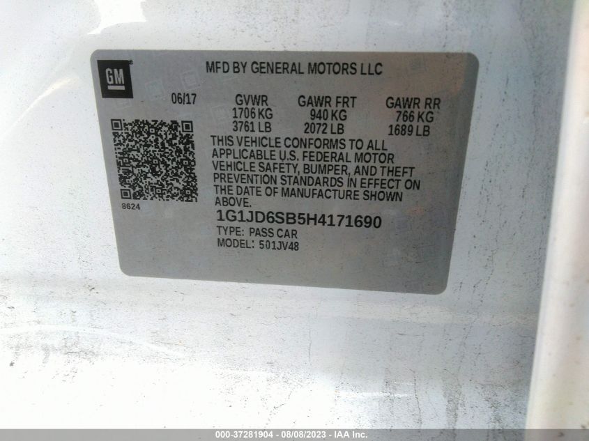 2017 CHEVROLET SONIC LT - 1G1JD6SB5H4171690