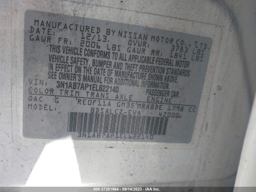 2014 NISSAN SENTRA S - 3N1AB7AP1EL622140