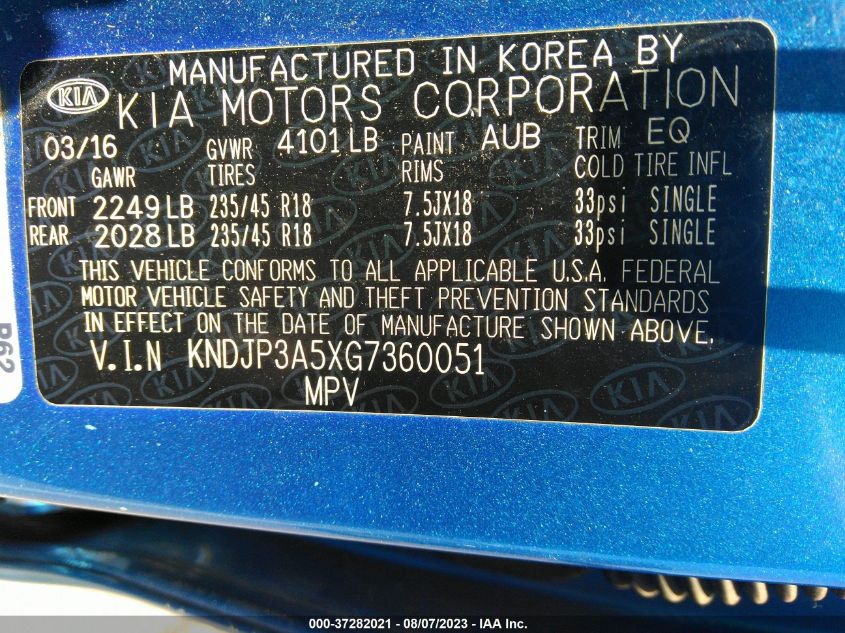 2016 KIA SOUL + - KNDJP3A5XG7360051