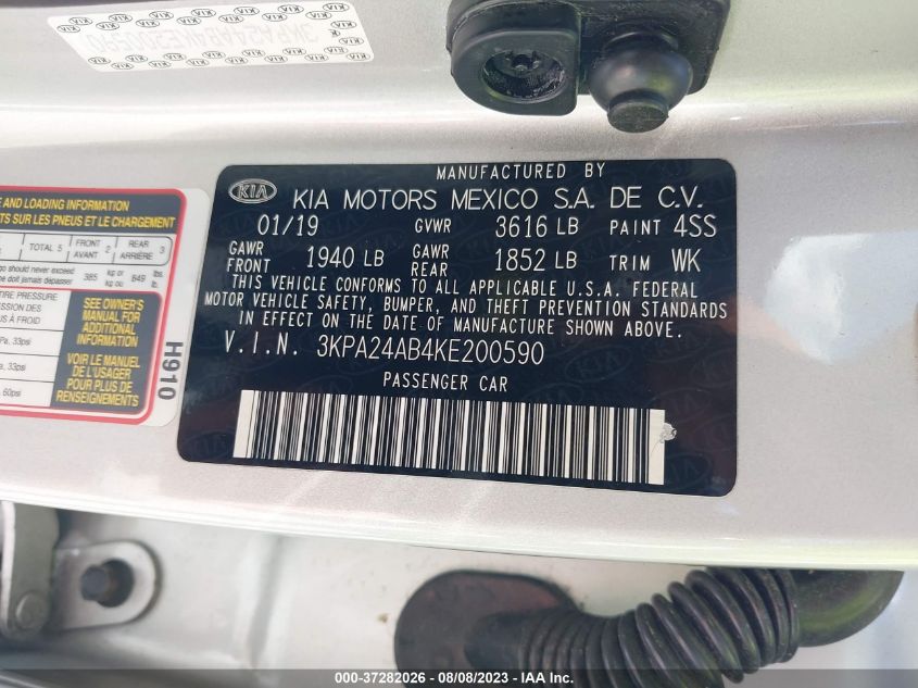 2019 KIA RIO S - 3KPA24AB4KE200590