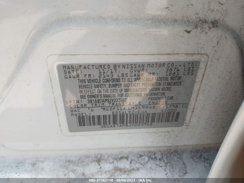 2018 NISSAN SENTRA SV - 3N1AB7AP8JY223948