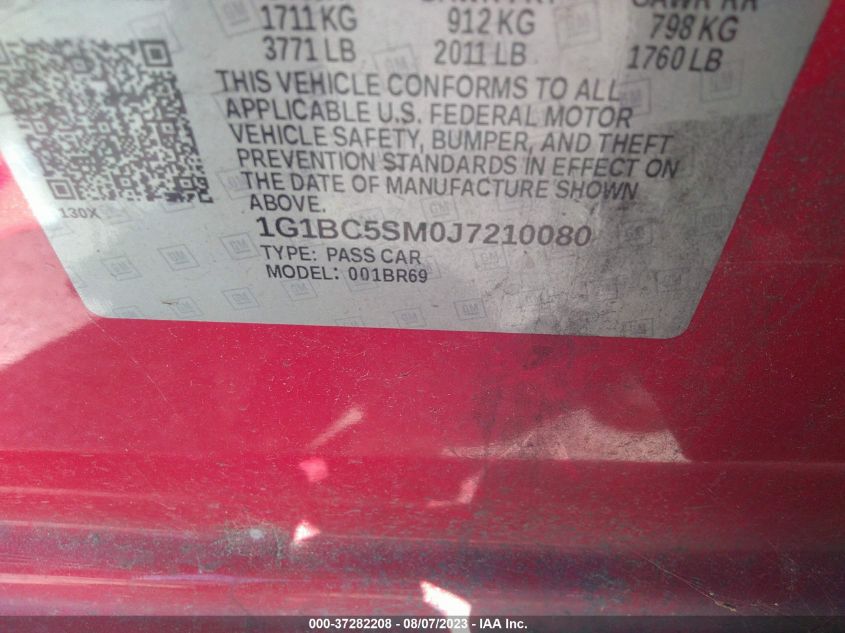 2018 CHEVROLET CRUZE LS - 1G1BC5SM0J7210080