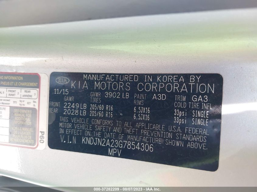 2016 KIA SOUL BASE - KNDJN2A23G7854306