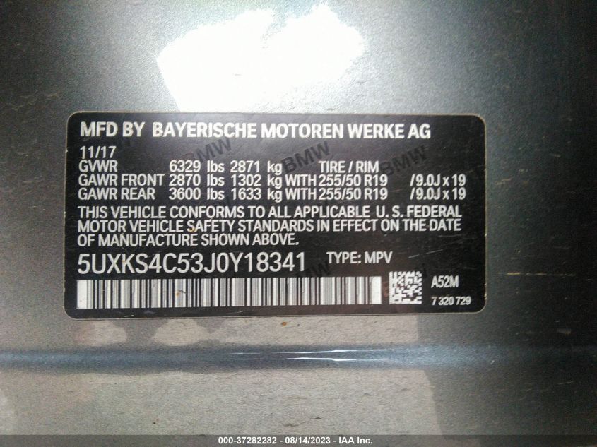 5UXKS4C53J0Y18341 2018 BMW X5, photo no. 9