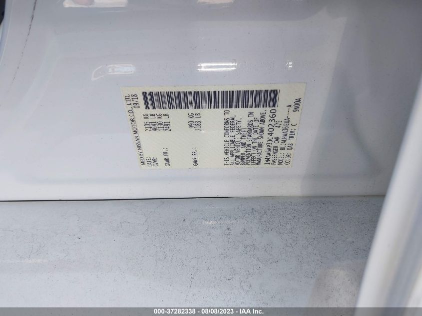 2018 NISSAN MAXIMA PLATINUM - 1N4AA6AP3JC402360