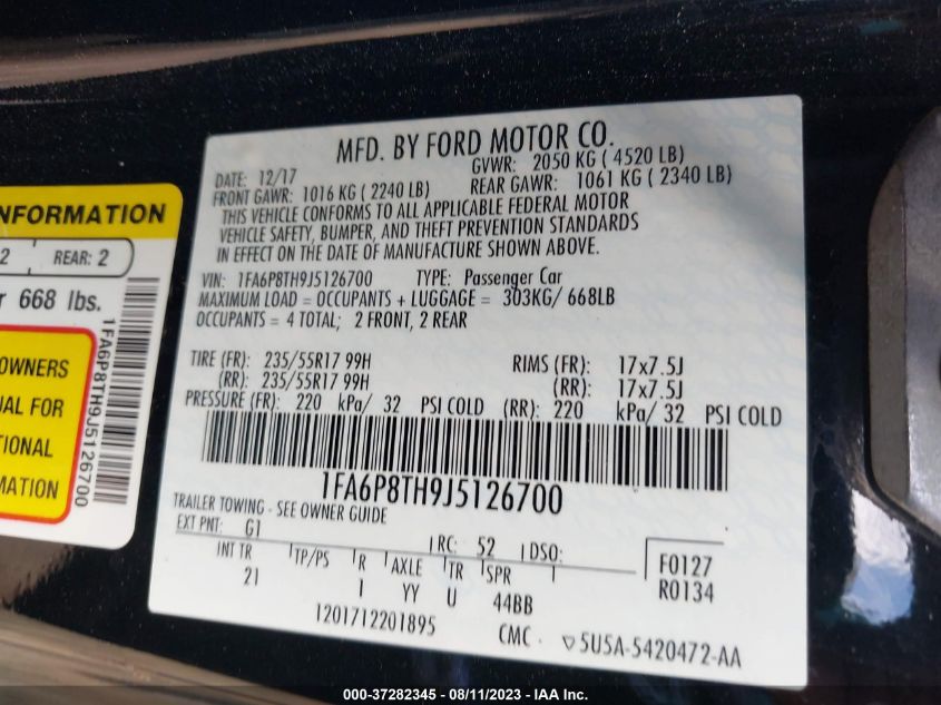 2018 FORD MUSTANG ECOBOOST - 1FA6P8TH9J5126700