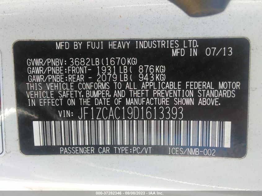 2013 SUBARU BRZ LIMITED - JF1ZCAC19D1613393