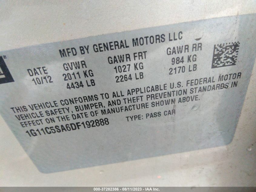 2013 CHEVROLET MALIBU 1LT - 1G11C5SA6DF192888