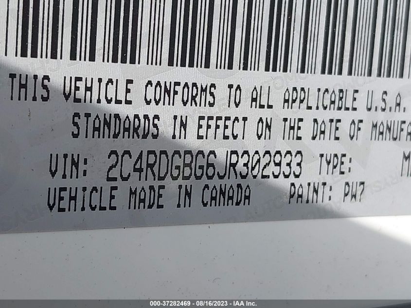 2018 DODGE GRAND CARAVAN SE - 2C4RDGBG6JR302933