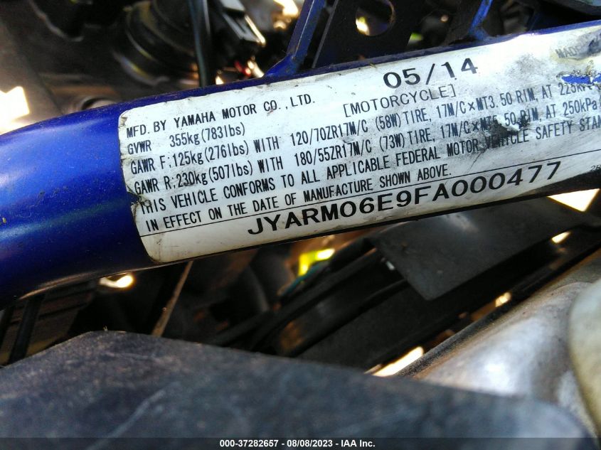 2015 YAMAHA FZ07 JYARM06E9FA000477
