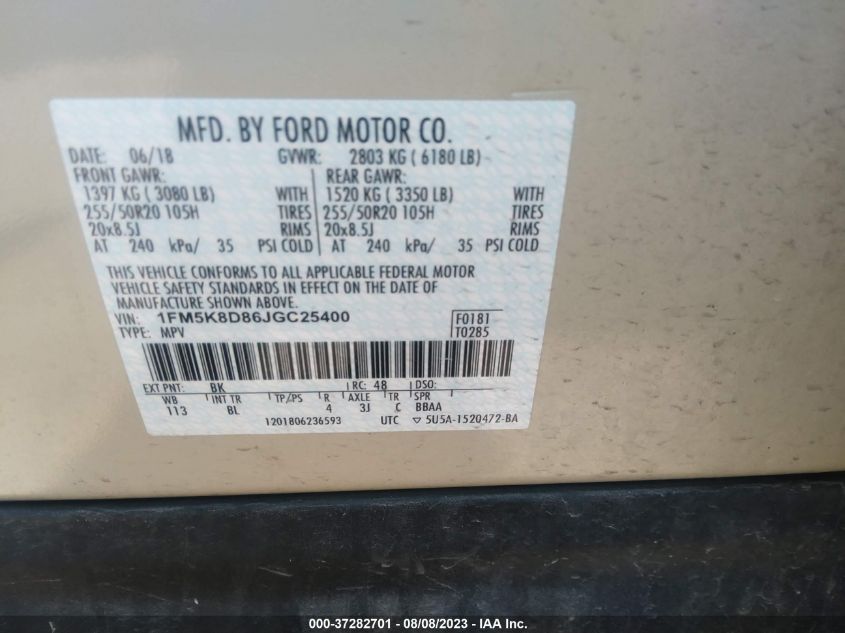 2018 FORD EXPLORER XLT - 1FM5K8D86JGC25400