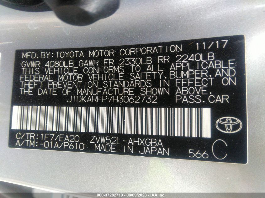 2017 TOYOTA PRIUS PRIME PLUS/PREMIUM/ADVANCED - JTDKARFP7H3062732
