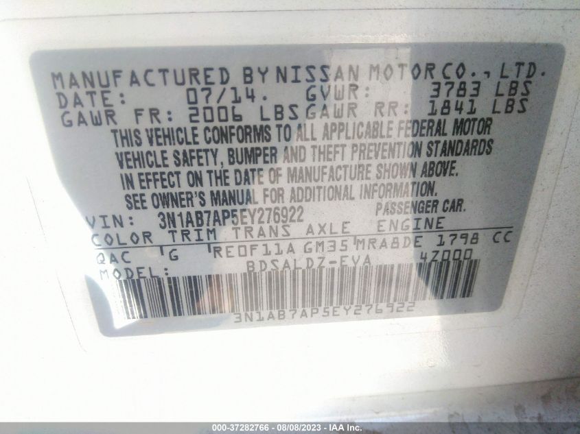 2014 NISSAN SENTRA SV - 3N1AB7AP5EY276922