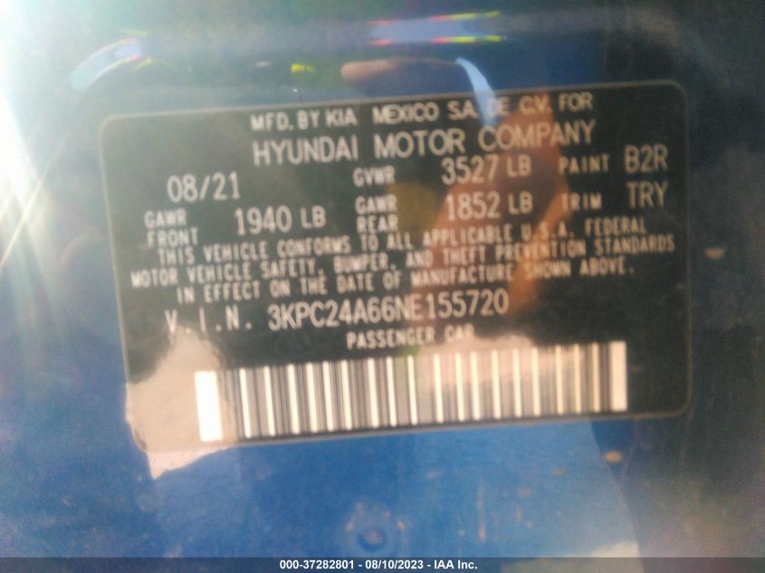 2022 HYUNDAI ACCENT SE/SEL - 3KPC24A66NE155720