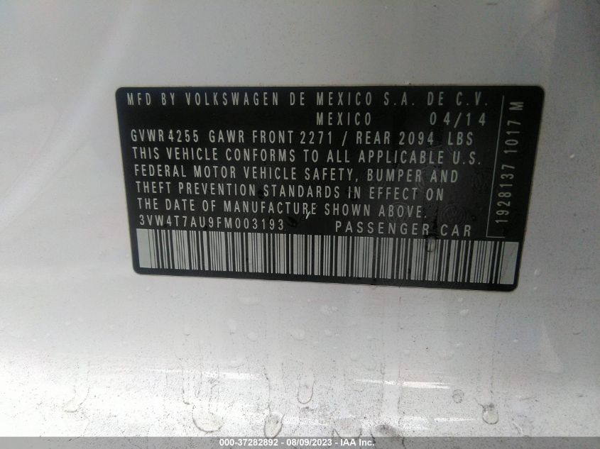 2015 VOLKSWAGEN GOLF GTI AUTOBAHN - 3VW4T7AU9FM003193