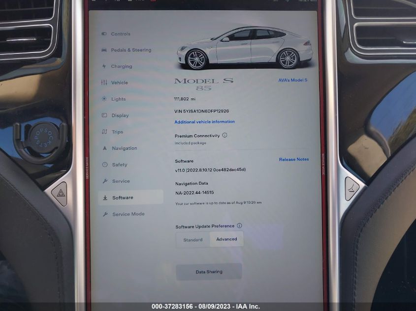 2013 TESLA MODEL S - 5YJSA1DN6DFP12926
