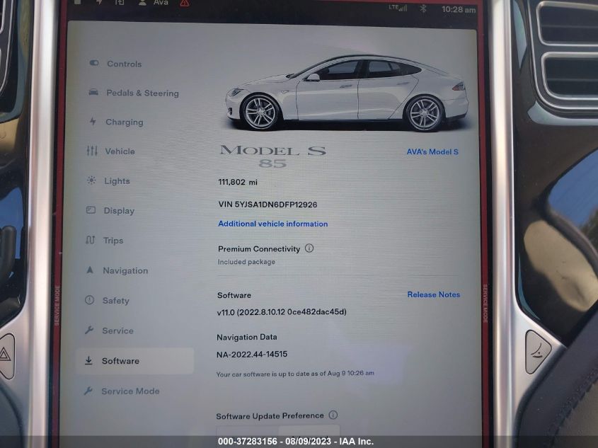 2013 TESLA MODEL S - 5YJSA1DN6DFP12926