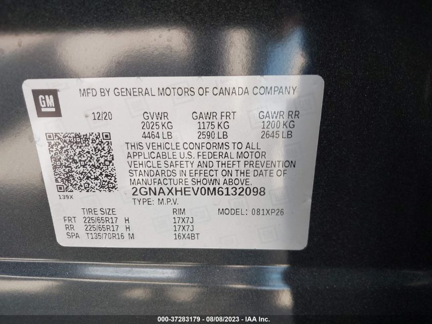 2021 CHEVROLET EQUINOX LS - 2GNAXHEV0M6132098