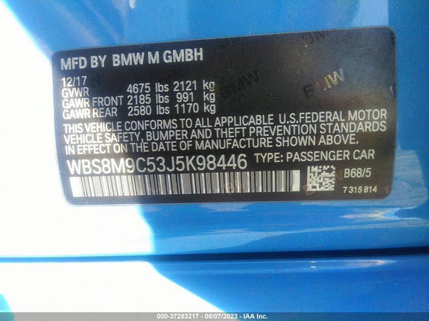 WBS8M9C53J5K98446 2018 BMW M3, photo no. 9