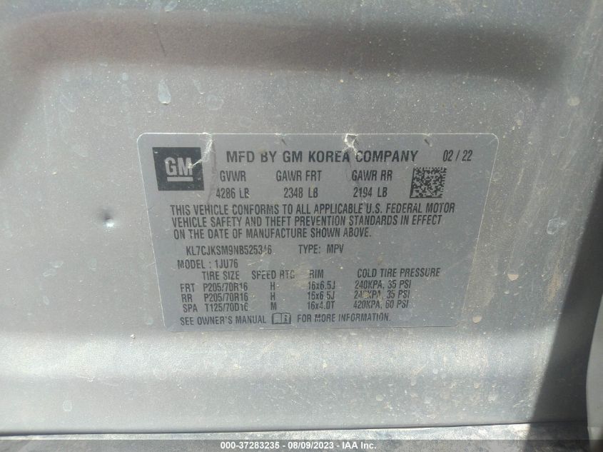 2022 CHEVROLET TRAX LS - KL7CJKSM9NB525346