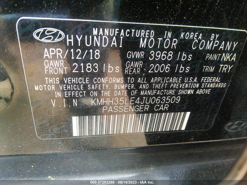 VIN KMHH35LE4JU063509 2018 HYUNDAI ELANTRA GT