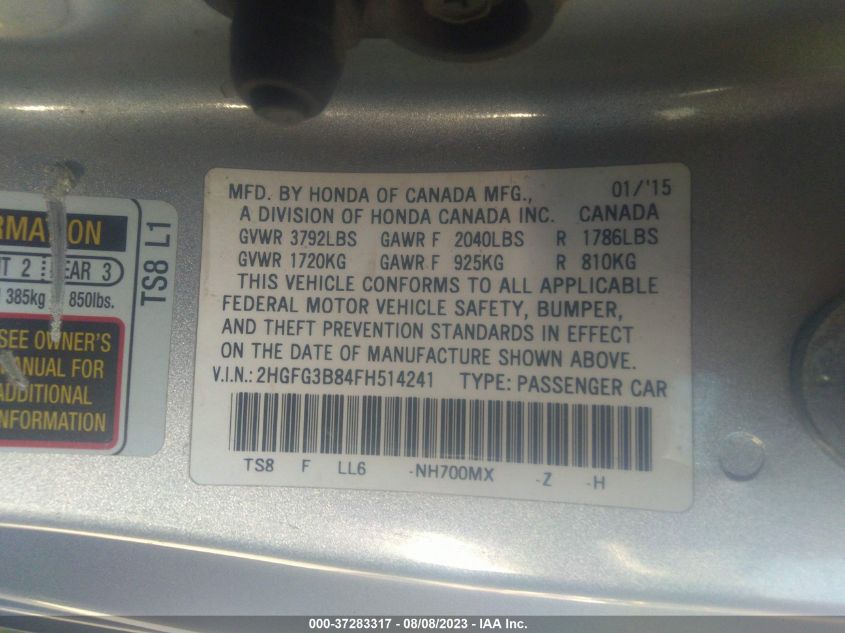 2015 HONDA CIVIC COUPE EX - 2HGFG3B84FH514241