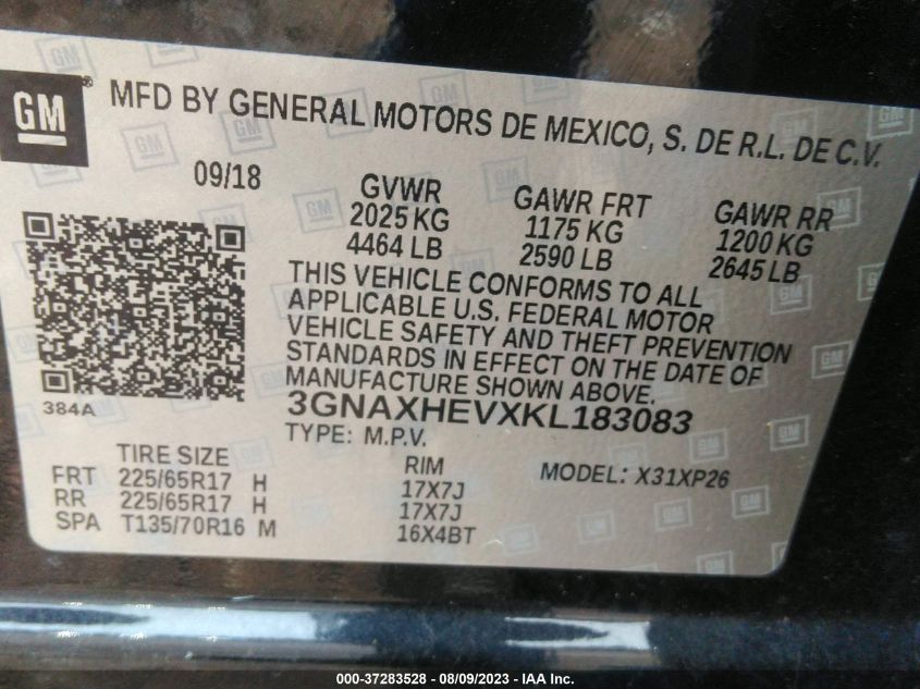 2019 CHEVROLET EQUINOX LS - 3GNAXHEVXKL183083