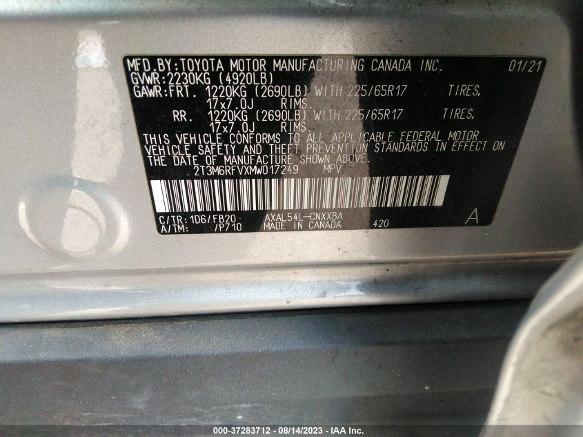 2021 TOYOTA RAV4 HYBRID LE - 2T3M6RFVXMW017249