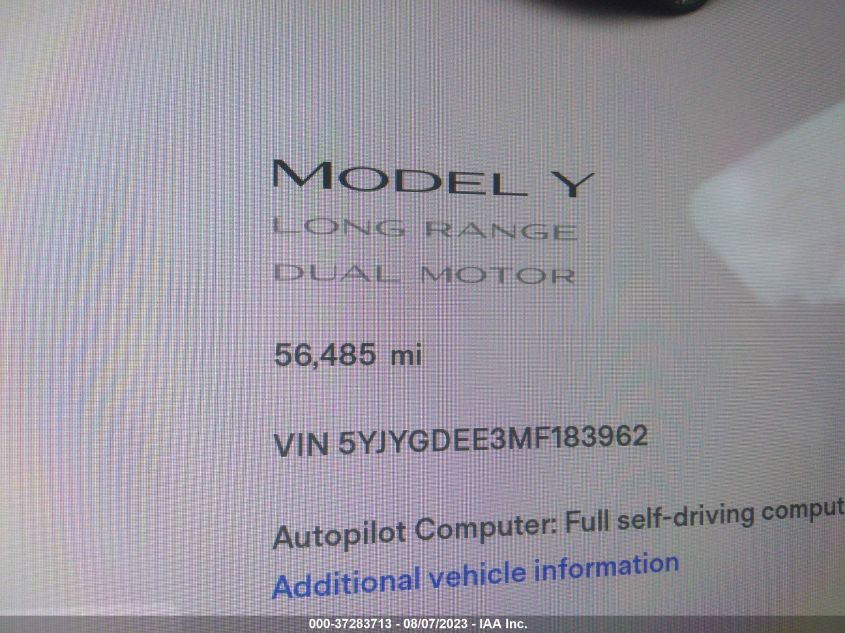2021 TESLA MODEL Y LONG RANGE - 5YJYGDEE3MF183962