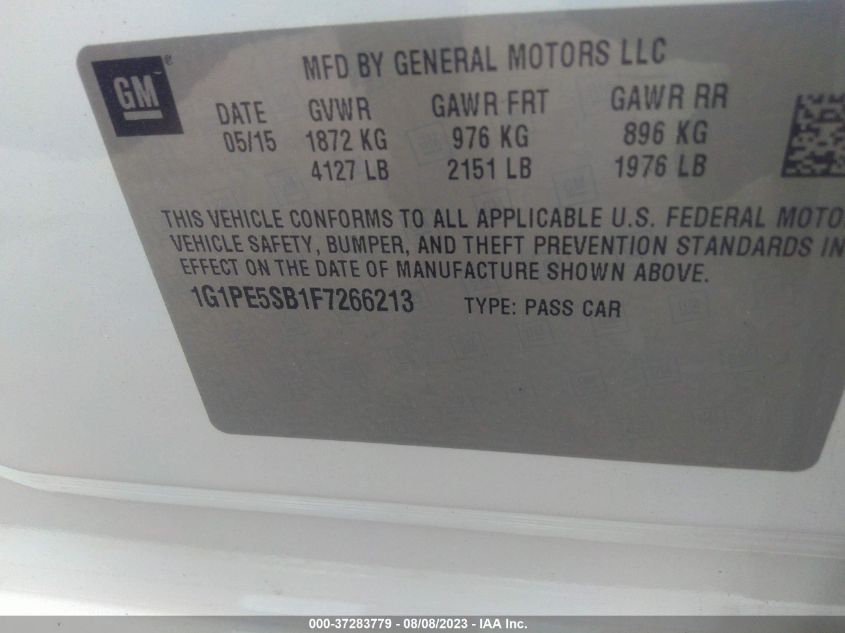 2015 CHEVROLET CRUZE LT - 1G1PE5SB1F7266213