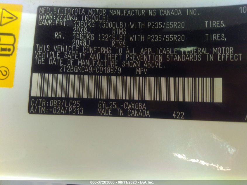 2017 LEXUS RX 450H/BASE/F SPORT - 2T2BGMCA9HC018879