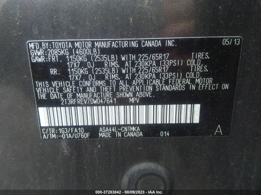 2013 TOYOTA RAV4 XLE - 2T3RFREV7DW047641