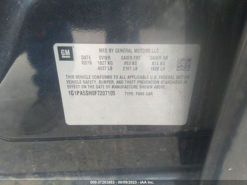 2015 CHEVROLET CRUZE LS - 1G1PA5SH0F7207105
