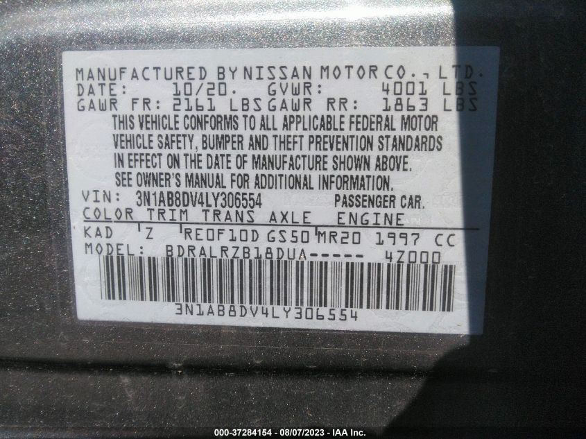 2020 NISSAN SENTRA SR - 3N1AB8DV4LY306554