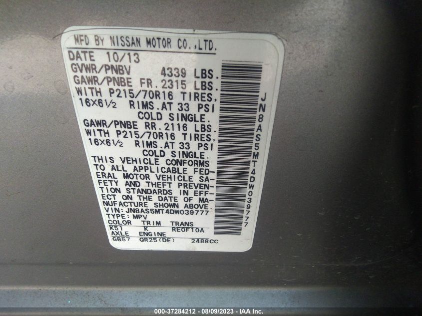 2013 NISSAN ROGUE S - JN8AS5MT4DW039777