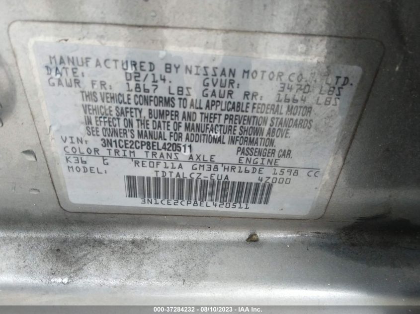 2014 NISSAN VERSA NOTE S PLUS - 3N1CE2CP8EL420511