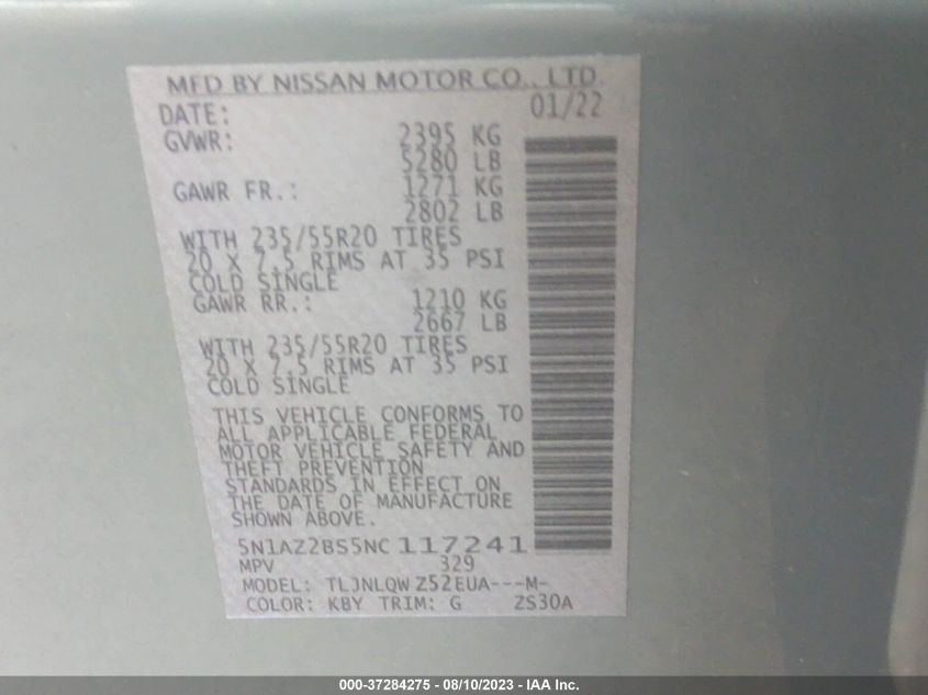 2022 NISSAN MURANO SV - 5N1AZ2BS5NC117241