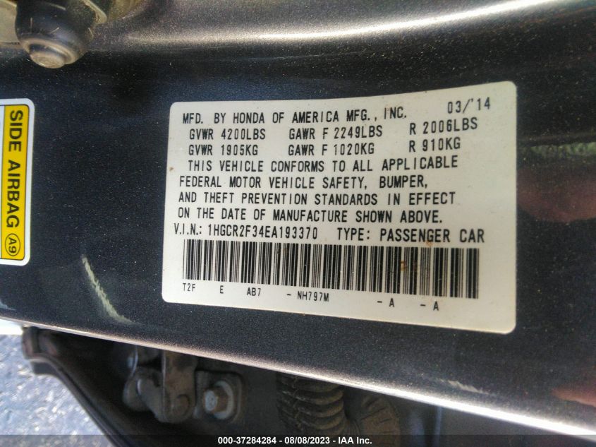 2014 HONDA ACCORD SEDAN LX - 1HGCR2F34EA193370