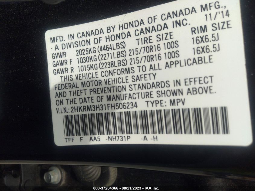 2015 HONDA CR-V LX - 2HKRM3H31FH506234