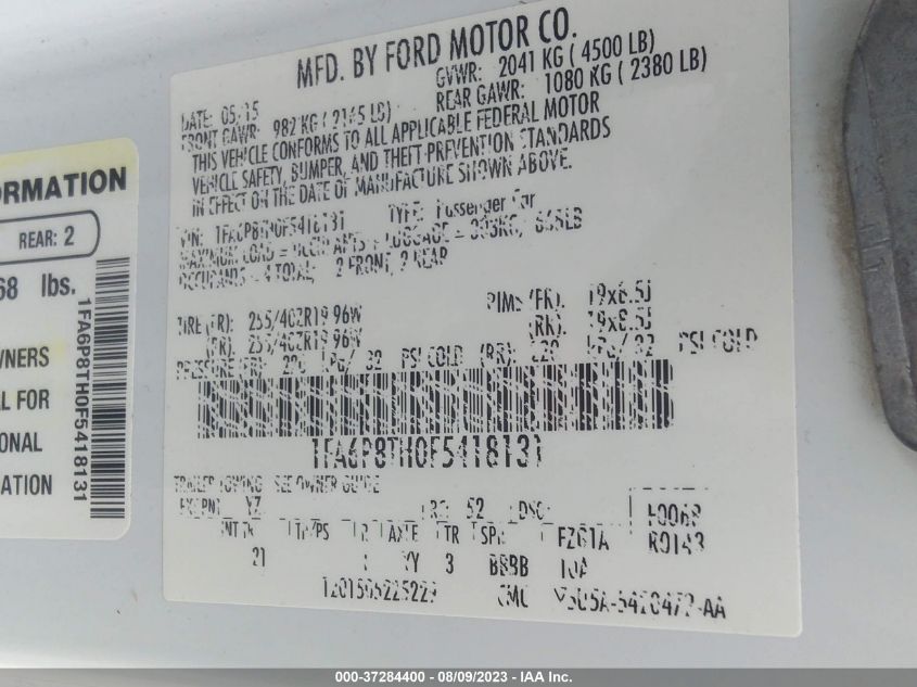 2015 FORD MUSTANG ECOBOOST - 1FA6P8TH0F5418131