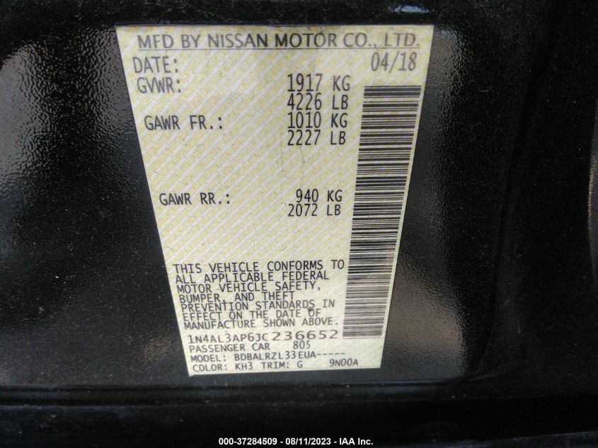 2018 NISSAN ALTIMA 2.5 SL - 1N4AL3AP6JC236652